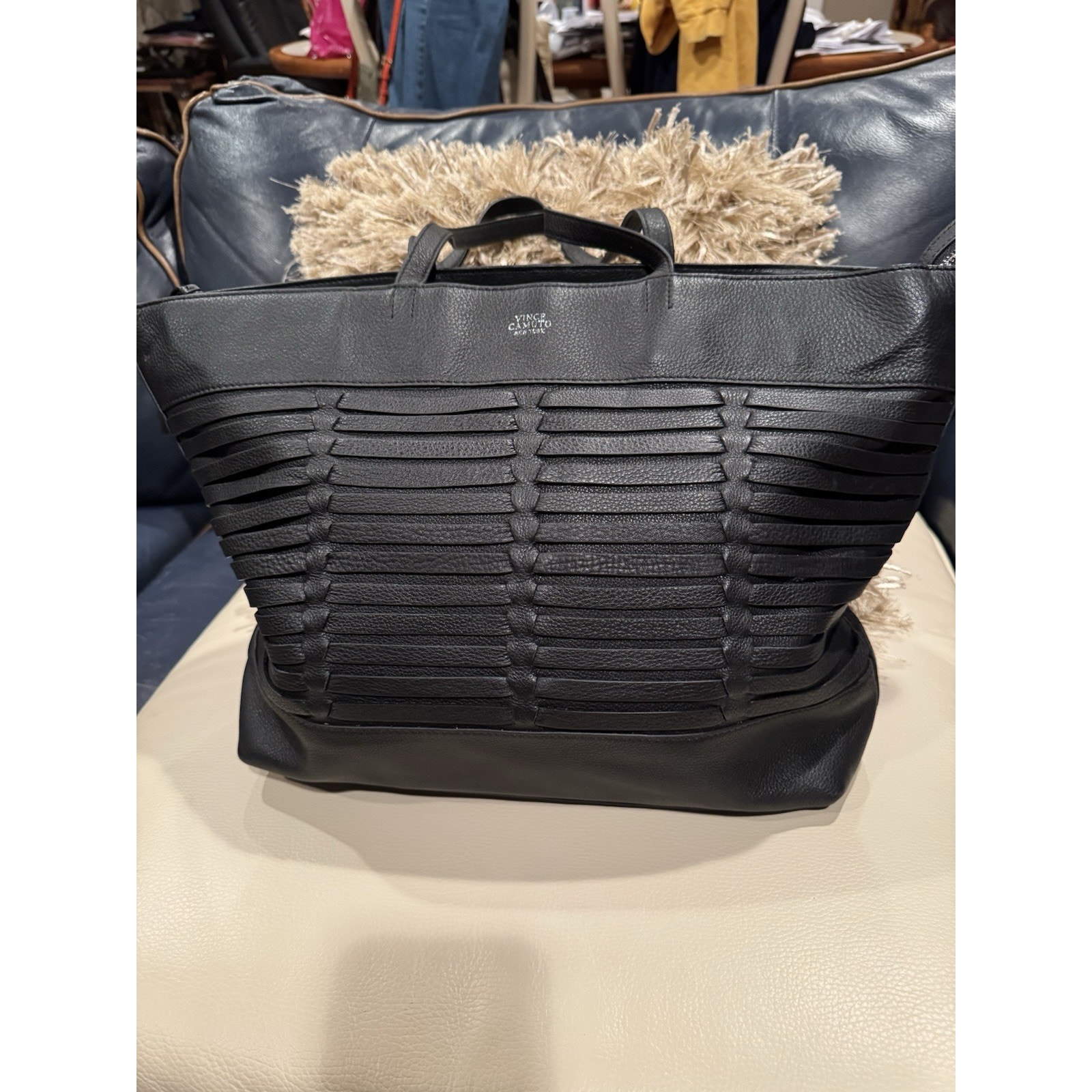 Vince Camuto Loida Tote In Black Leather